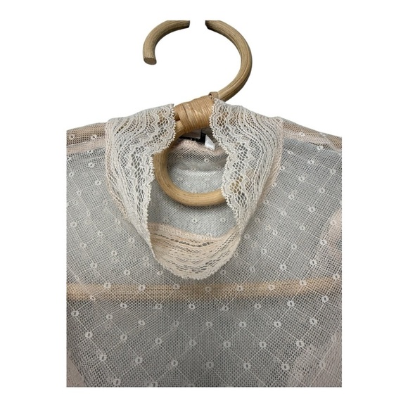 GUESS Antique Lace Funnel Neck Victorian-Style Sheer Open Shoulder Blouse Size S - Picture 5 of 14